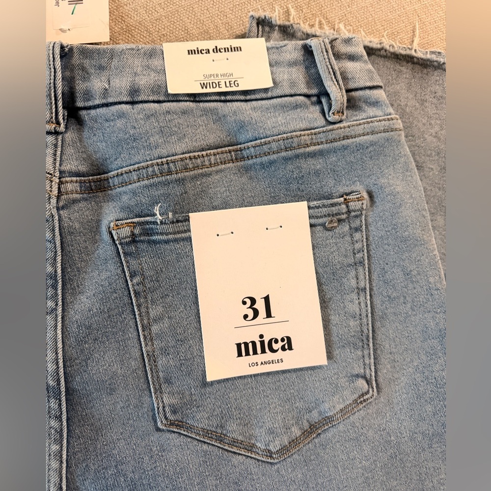 Mica Denim High Rise Wide Leg Jeans - Light Blue